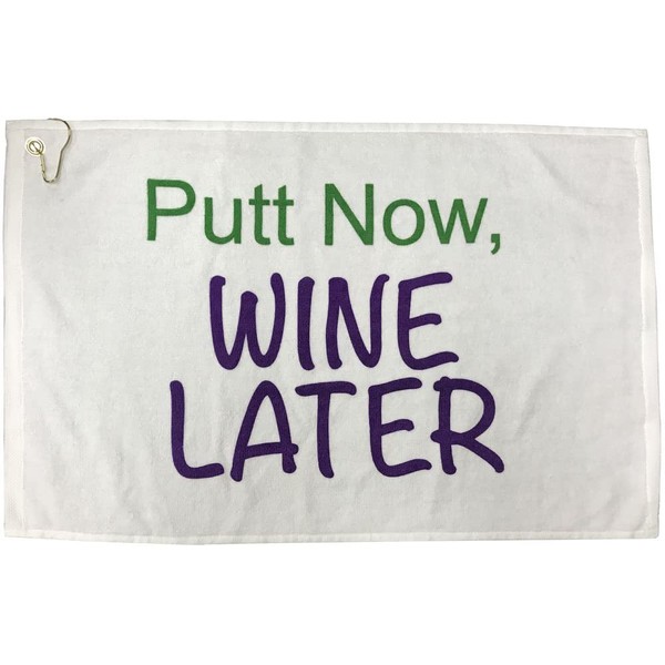 Giggle Golf Putt Now, Wine Later Waffle Golf Towel