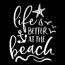 Life is Better at The Beach Car Decal - Coastal Quote Vinyl Sticker | Elegant Cursive Design with Starfish | Beach Vibes for Cars, Trucks & Boats (5.5''x6.7'', 2pcs)