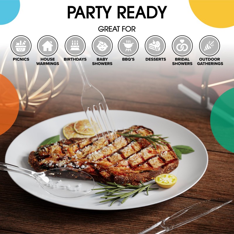 Exquisite Disposable Clear Plastic Knives 50 Pcs - Heavy Duty