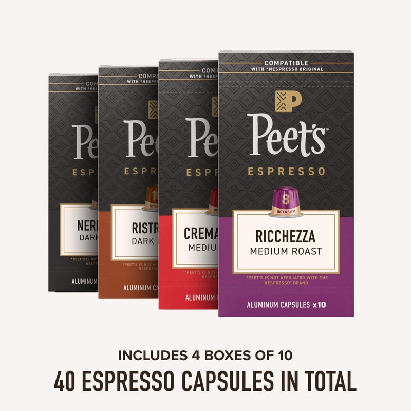 Peet's Coffee, Dark and Medium Roast Espresso Capsules Variety Pack,