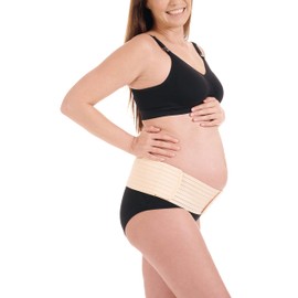 Herzmutter - 3200 - Maternity Belly Belt - Abdominal Support Band - Adjustable Size - Pregnancy Belt for Gymnastics, Yoga, Sport - Beige | Narrow, size: XXL-3XL