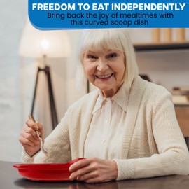 Scoop Plates for Disabled Adults by Providence Spillproof - Scoop Dish for Adults with Limited Mobility - Scoop Plate Adaptive Equipment for Independence - Non Slip Plate for Disabled Adults - Red - 1