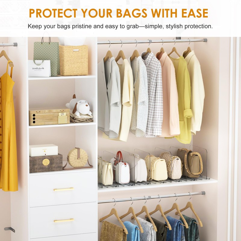 MIKESIER Purse Organizer for Closet - 2 Pack Clear Adjustable