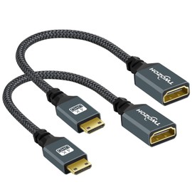 Twozoh Paquete de 2 adaptadores Mini HDMI a HDMI, Cable de extensión trenzado Mini HDMI Macho a HDMI Hembra compatible con videocámara 3D 4K 1080p, tarjeta gráfica, portátil, tablet, HDTV, proyector