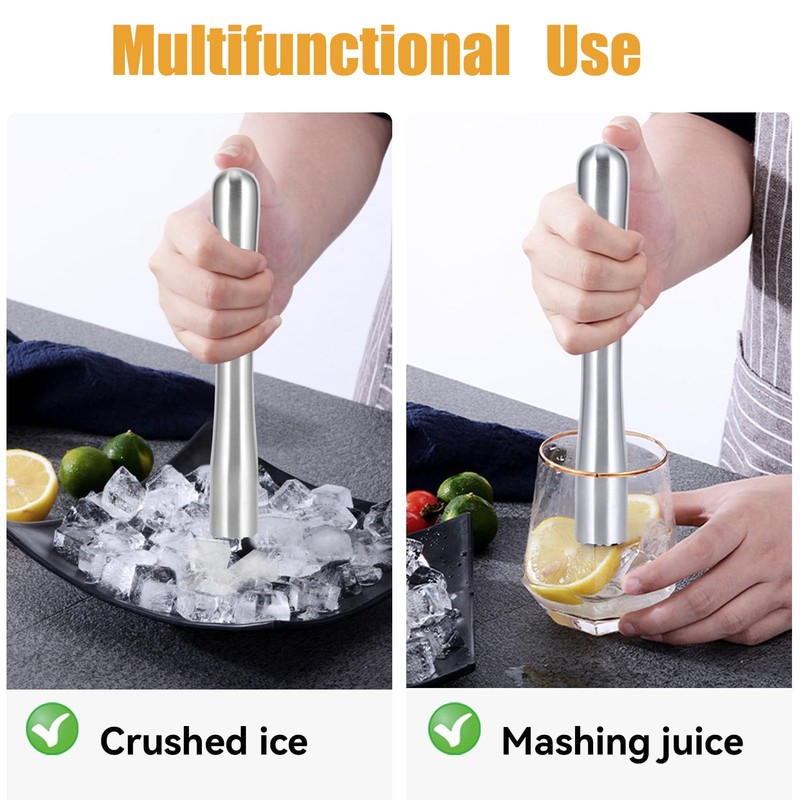 Stainless Steel Muddler Set,Stainless Steel Cocktail Muddler Ice Crusher Masher