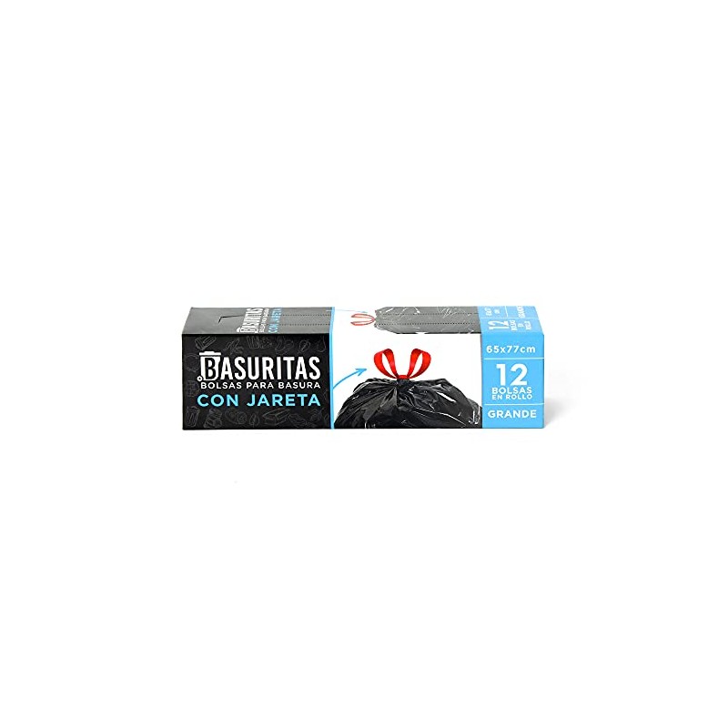 Basuritas | 60 Bolsas de Basura Grandes con cinta de