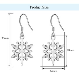 Christmas Earrings for Women Girls- Snowflake Drop Earrings, Silver Dangle Xmas Earrings, Christmas Xmas Jewellery Gifts for Girls Women