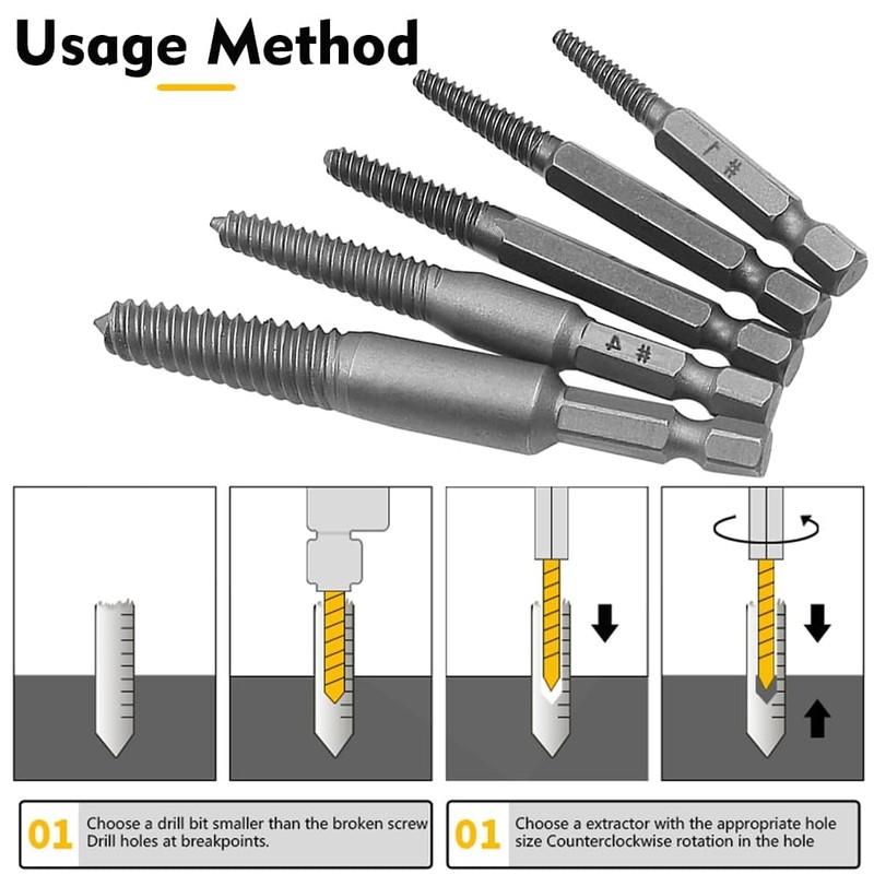 Bestgle 10pcs 1/4" Hex Shank Screw Extractor Set, Broken Screw