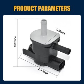 Vacuum Purge Valve Solenoid, 2.67" x 1.38" x 2.55" Waterproof Purge Valve Solenoid Replacement OEM #136200-7010 90910-12276, Compatible with Scion Mazda Lexus Pontiac (Black)