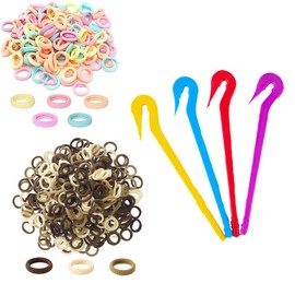 200PCS Hair Ties For Girls, Kids Hair Ties for Kids Girls Gifts, Brown Seamless Hair Bands for Kids & Toddlers, Small Hair Elastics with 4PCS Portable Hair Pulling Hook for Girls and Kids