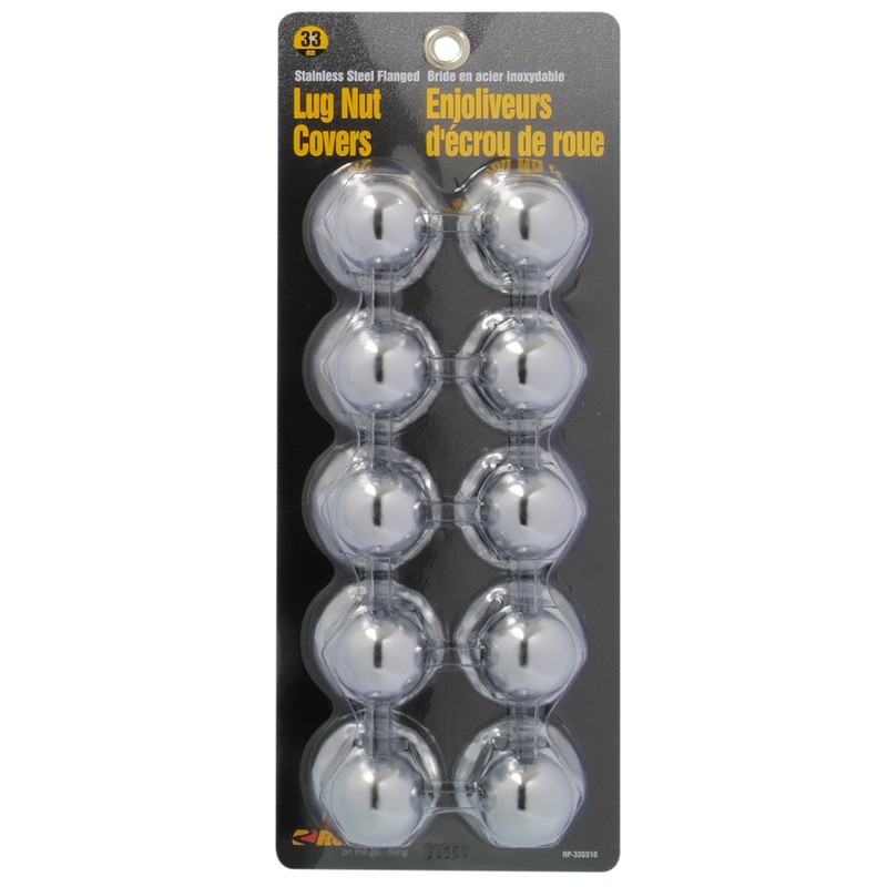 RoadPro RP-33SS10 33mm Stainless Steel Flanged Lug Nut Cover, (Pack