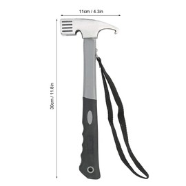 Camping Hammer, Peg Hammer with Peg Extractor and Retaining Strap, 30 x 11 cm Carbon Steel Tent Pegs Peg Mallet Peg Puller Tent Hammer for Outdoor Tent Pegs Non-Slip Head