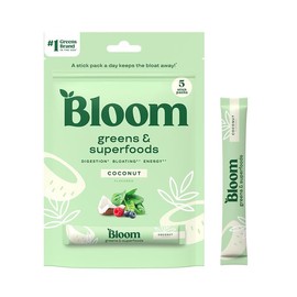 Bloom Nutrition Greens & Superfoods Powder (5 Sticks)-  Digestion, Gut Health, Bloating Relief, Spirulina & Chlorella with Probiotics & Antioxidants, Travel Size:_Coconut