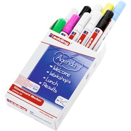 edding 90 glassboard marker - multi-coloured - 10 glass pens - round nib 2-3 mm - washable window marker pens - for writing and marking on glass surfaces such as windows and glassboards - dry-wipeable