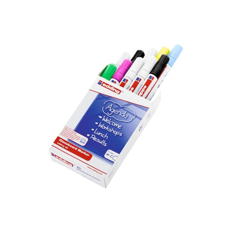edding 90 glassboard marker - multi-coloured - 10 glass pens