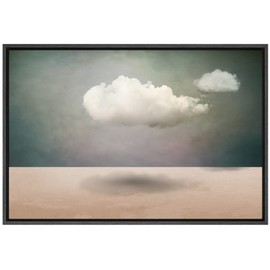 SIGNWIN Framed Canvas Print Wall Art Surreal Cloudy Sky Desert Landscape Fantasy & Sci-Fi Abstract Digital Art Modern Art Boho Decorative Whimsical for Living Room, Bedroom, Office - 24"x36" Black