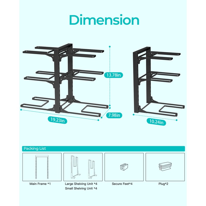 ORDORA 6-Tier Pots and Pans Organizer under Cabinet, Kitchen Cabinet