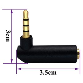 AAOTOKK 3.5mm Headphone Audio Converter 90 Degree Right Angled 4 Poles 3.5mm (1/8 inch) Male to Female TTRS Audio Stereo Connector Extension Adapter(2 Pack/4 Pole)