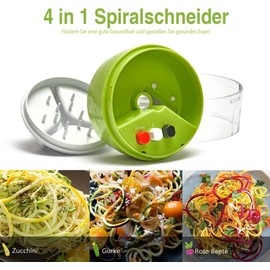 MOOREDLIFE Spiral Slicer 4 in 1 Vegetable Cutter, Hand Spiral Slicer for Vegetable Spaghetti, Zucchini, Carrot, Cucumber, Pumpkin, Potato