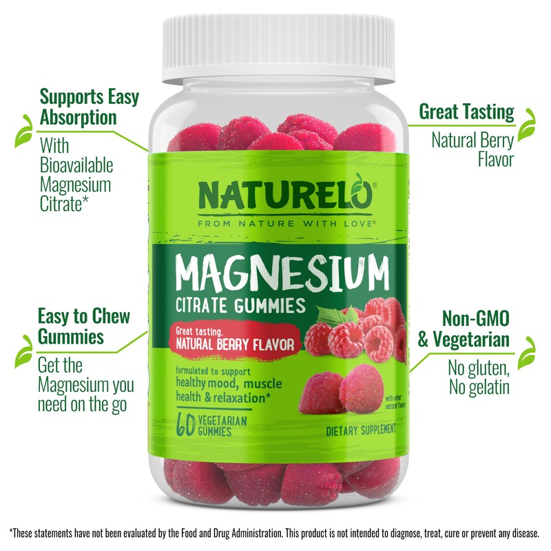 NATURELO Magnesium Citrate Gummies - for Calm & Relaxation Support,
