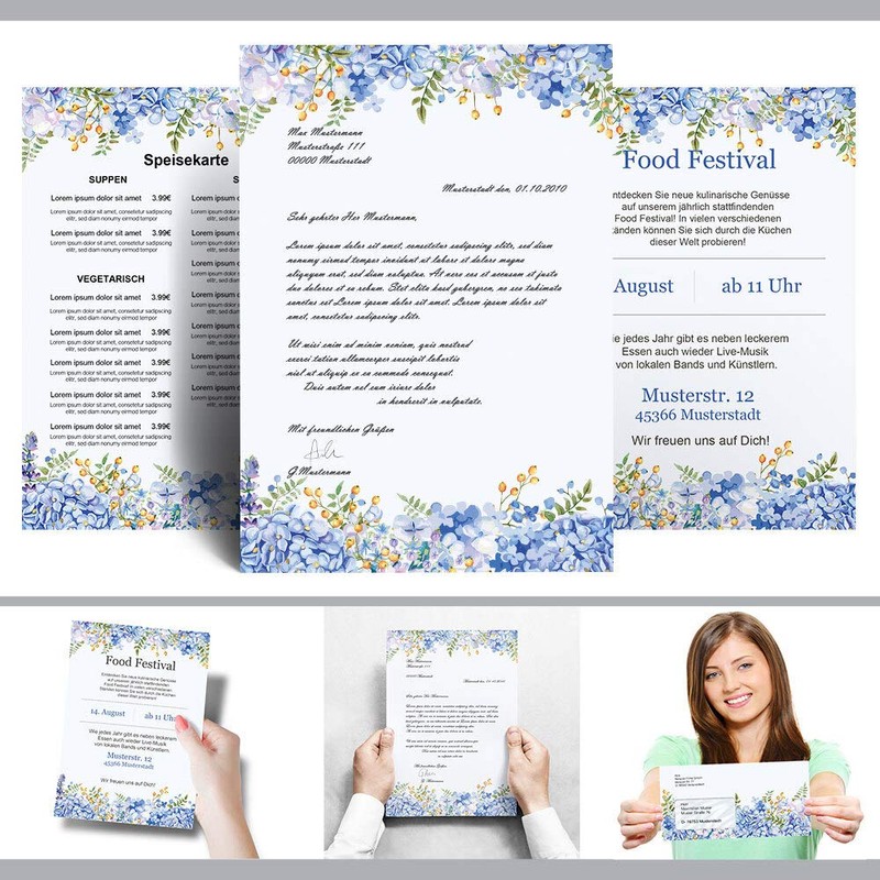 PaperMedia Envelopes Flowers and Blossoms Blue Hortensia Pack of 25