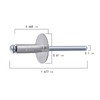 Wensilon(150 pcs) 3/16 * 1/2" Large Cap Open End Aluminum