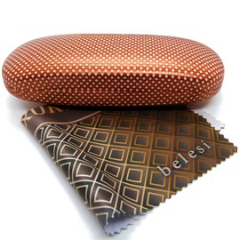 BELESI Glasses Case Hard Case with XL Glasses Cleaning Cloth – Glasses Case for Men and Women – Hard Case – Glasses Case + Microfibre Cloth, orange
