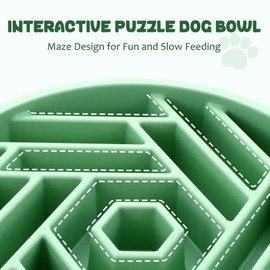 WHIPPY Slow Feeder Dog Bowl, Puzzle Maze Design to Slow Down Eating, 3-Cup Capacity, Anti-Gulping Food Bowl for Medium & Large Dogs,Mint Green