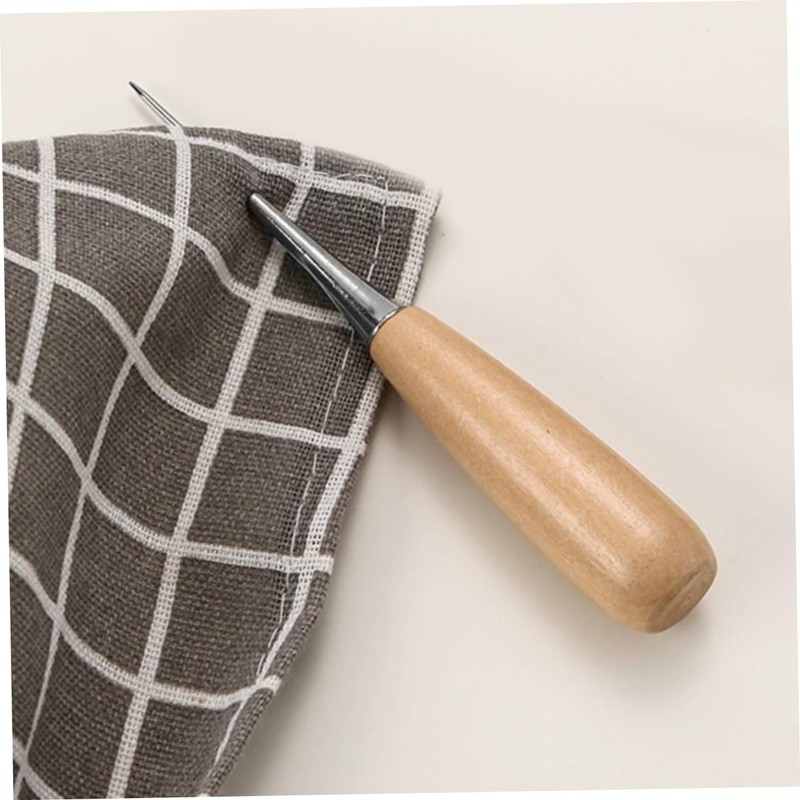 Gatuida 2Pcs Wooden Handle Leather Awl Tool for Bookbinding and