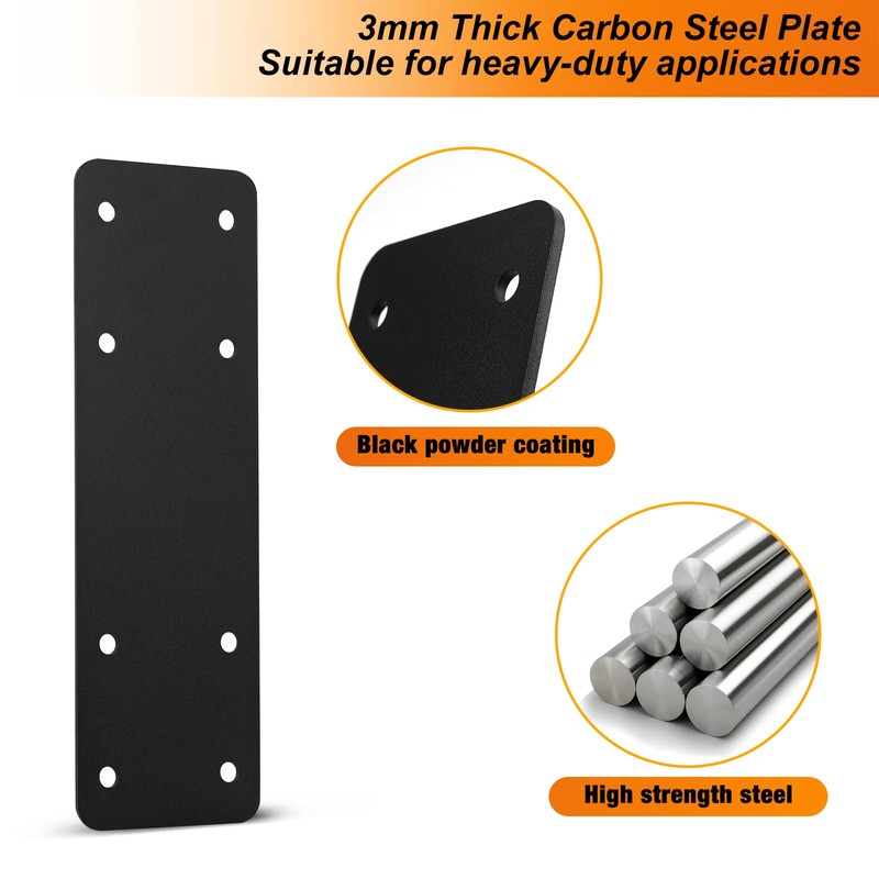 4 Pack 10"x3" Straight Steel Plate,Heavy Duty Flat Mending Plate,Post