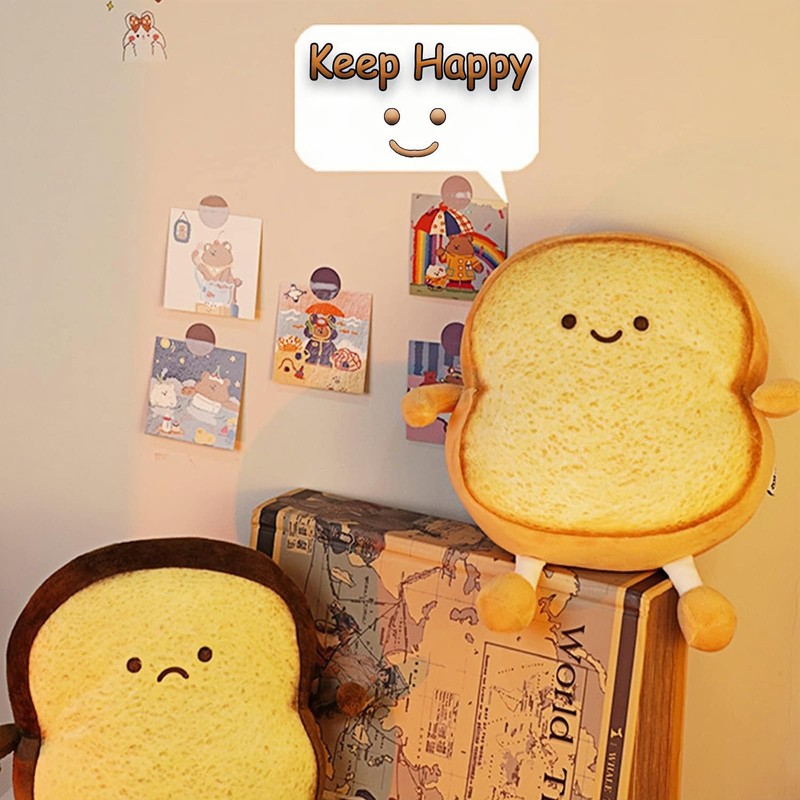 Toast Bread Pillow, Cute Pillow, Funny Bread Shape Plush Toy,