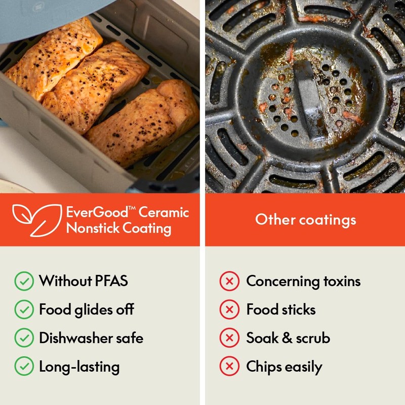 bella 4Qt Slim Air Fryer, Fits-anywhere Kitchenware, EverGood Ceramic Nonstick