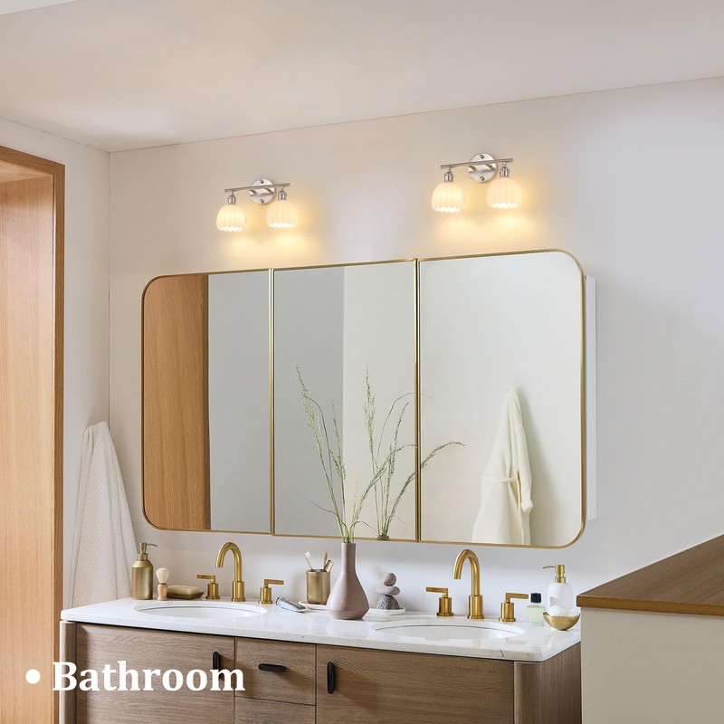 Shenmoyl Bathroom Light Fixtures, 2-Light Vanity Wall Light Over Mirror