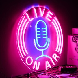 LISIGNVE Live On Air Neon Sign Led Neon Signs Wall Decor Live On Air Neon Lights Usb P...