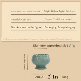 Mini Ceramic Incense Burner with 9-Hole Holder – 2” Portable Lotus Ash Catcher for Stick Incense, Home Altar, Tea Table – Smooth Base, Handcrafted Green