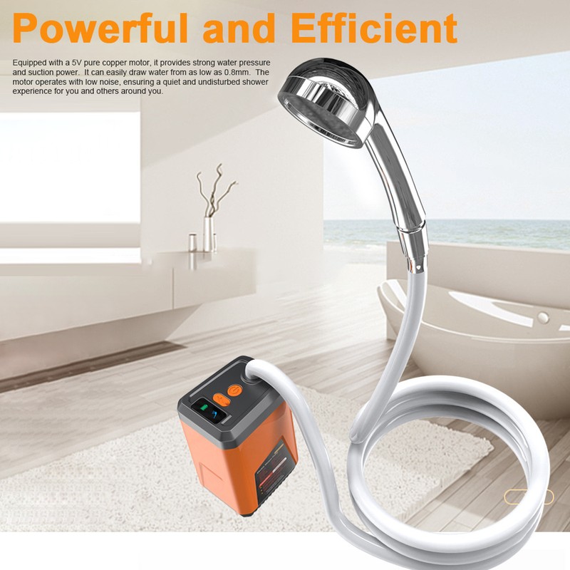Portable Camping Shower Outdoor Electric Shower Pump Rechargeable Battery Powered