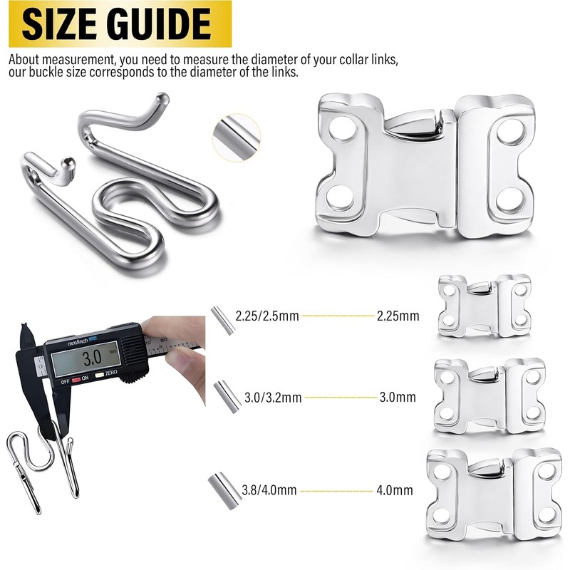 JIPIMON Dog Collar Buckle, Quick Release Stainless Steel Buckle for