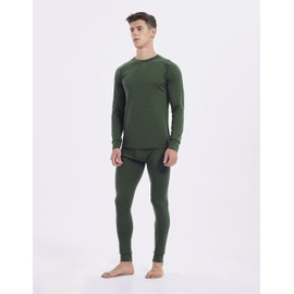 Iguana Mens 100% Merino Wool Base Layer Top - Winter Hiking Skiing Camping Thermal Underwear 190 GSM Dark Green Medium