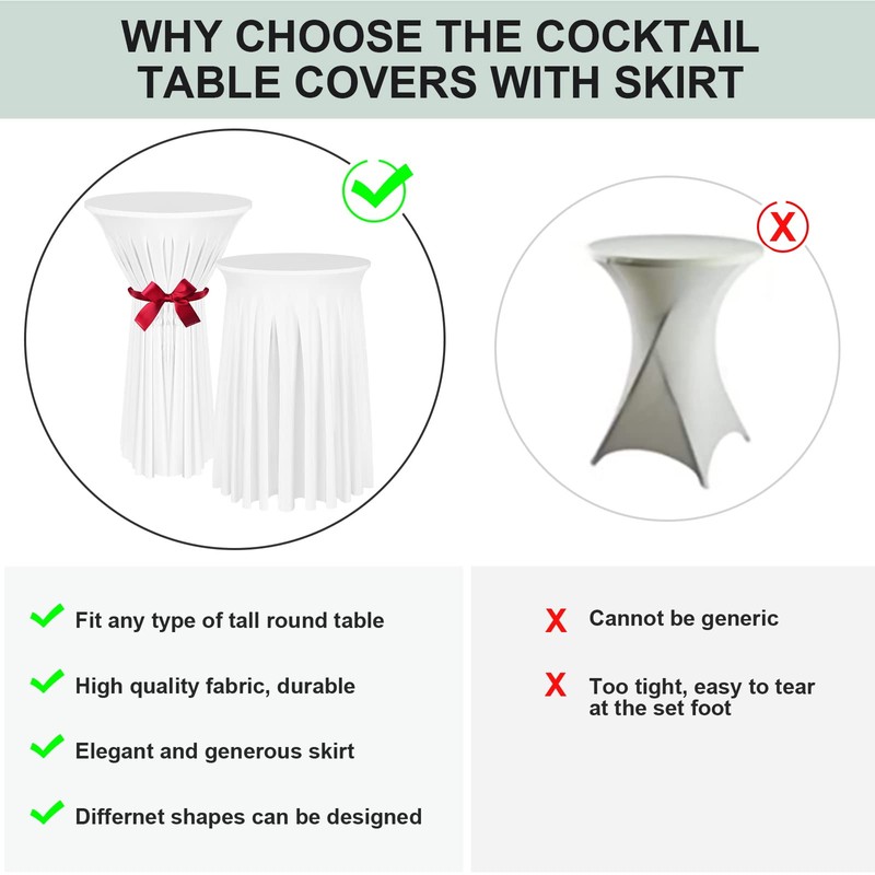 BDDC Cocktail Table Covers - 2 Pack 32"x 43" White