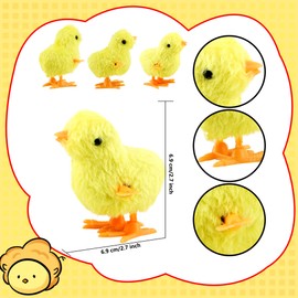 Restroma 36 Pack Easter Wind Up Chicken Toys Jumping Plush Chick Toy Cute Hopping Chicken Toys for Easter Egg Fillers Easter Party Decoration