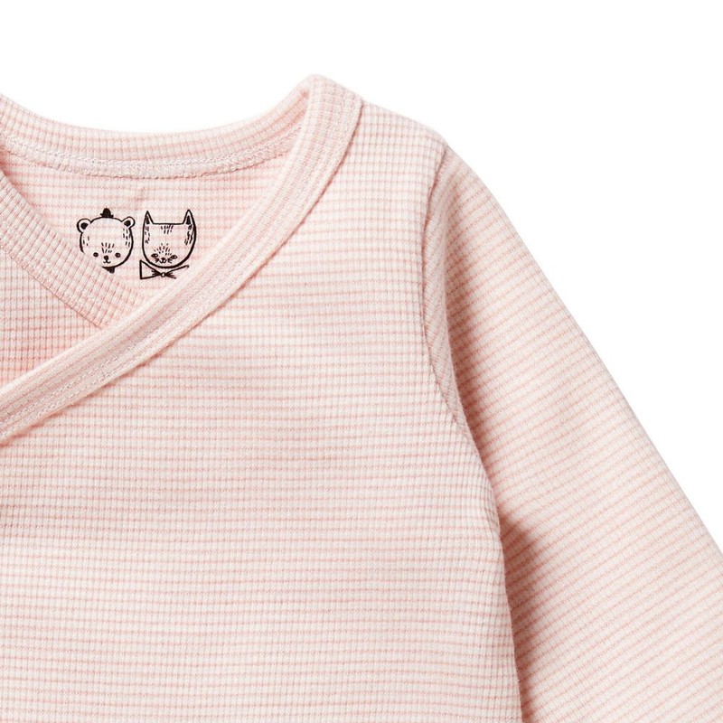 Wilson & Frenchy Organic Stripe Rib Wrap Bodysuit - Cantaloupe,