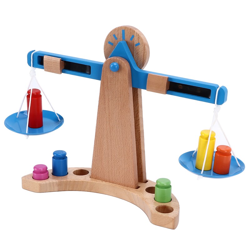 Wooden Weighing Scale Toy Set Educational Balancing Scale Toy Math
