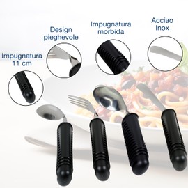 GIMA - Set composto da 4 posate modellabili in acciaio inox (coltello, forchetta, cucchiaio e cucchiaino), 28921