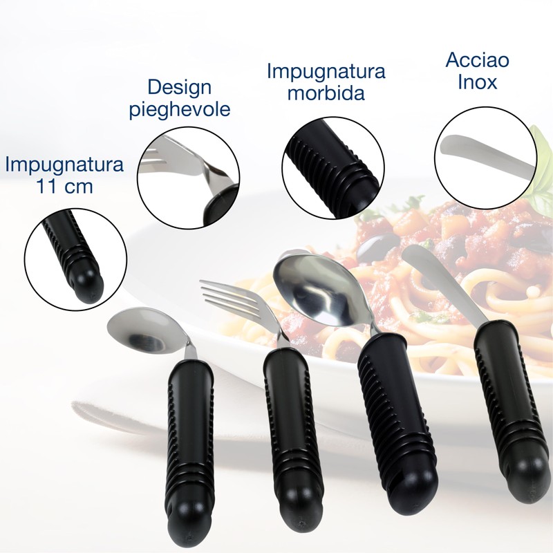 GIMA - Set composto da 4 posate modellabili in acciaio