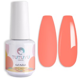 TUTUYU Coral Orange Gel Nail Polish,0.51 Fl Oz Soak Off UV Lamp Bright Coral Orange Gel Polish for DIY Nail Art Starter or Manicure Salon,Summer Fall Colors Gel Polish Kit GP0107