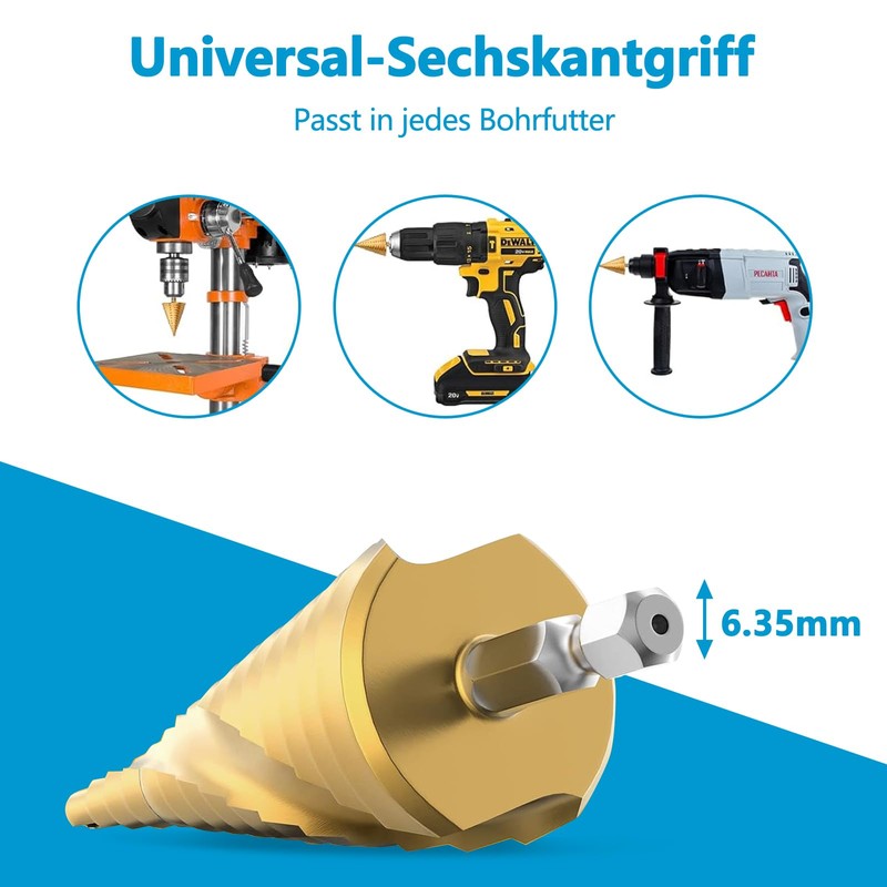 Genossen Step Drill Set, 6 Pieces HSS Step Drill Set,