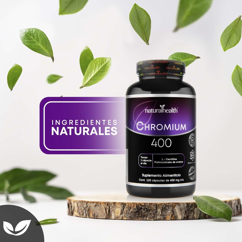 Natural Health. Chromium 400 + L-Carnitina. Frasco con 120 Cápsulas