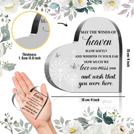 Sympathy Gifts for Loss of Love One, Memorial Gifts for Family Women Man, In Memory of Love One Acrylic Heart Plaque, Bereavement Condolences Grief Gifts, Funeral Remembrance Decor Ornament Sign