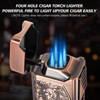 Tesonway Cigar Torch Lighter, 4 Jet Flame Cigar Lighter with