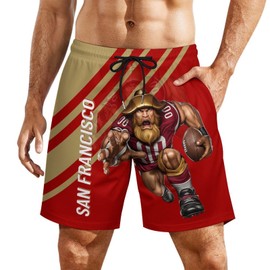 Men's Football Shorts City Mascots Swim Beach Trunks Casual Pants Game Day Gifts for Fans Men L